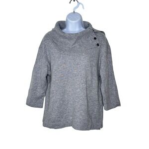 Jones New York Collection 100% Cashmere Gray Cowl Neck 3/4 Sleeve Sweater SMALL